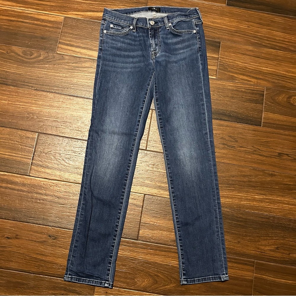 7FAM 28 Reissue Roxanne Straight Leg‎ Jeans Medium Wash